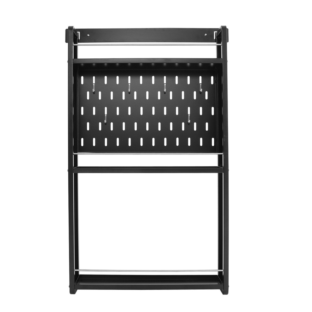 3-Tier Wall-Mounted Storage Rack with 6 Hooks for Kitchen & Home Use