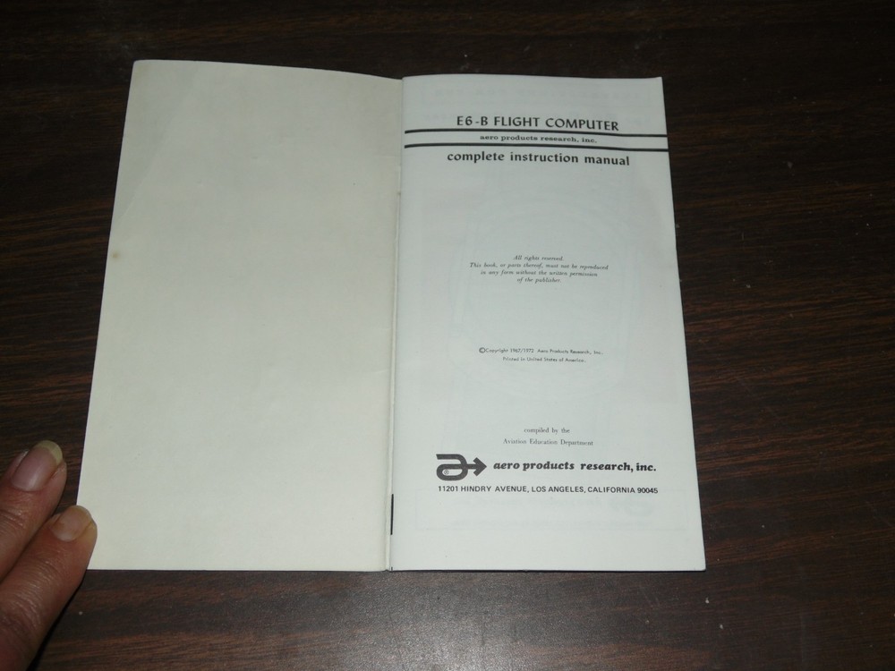 Aero Products E6-B Flight Computer Instruction Manual
