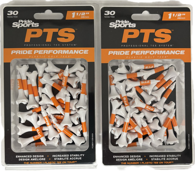 Pride Professional Tee System,Evolution Plastic 30 Golf Tees, 1 1/2" (2-Pack)