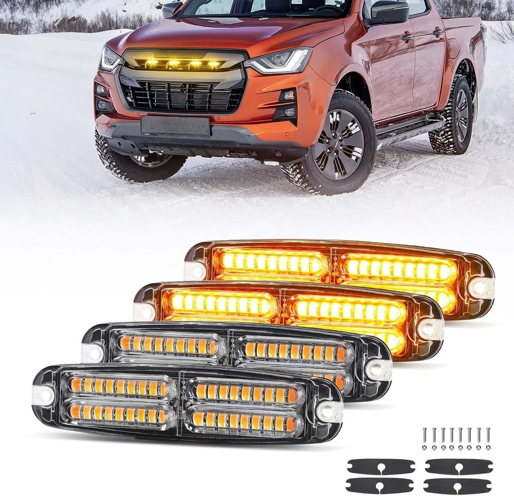 Amber Strobe Lights Kit for Trucks,Sync Feature Emergency Strobe 4 PCS