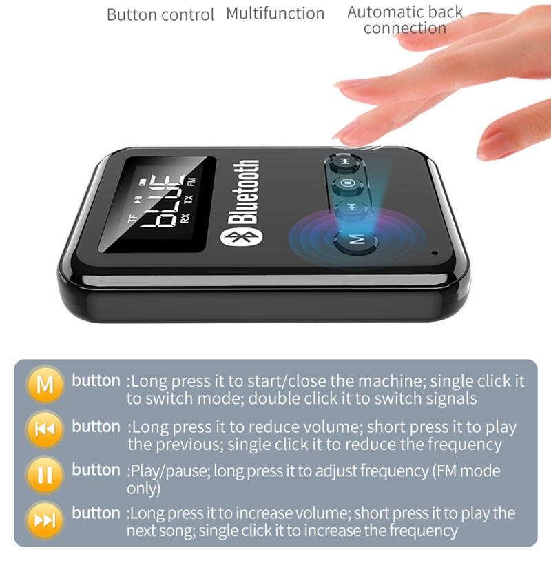 Bluetooth 5.0 Transmitter Receiver Stereo Music Audio Home TV Adapter For TV PC