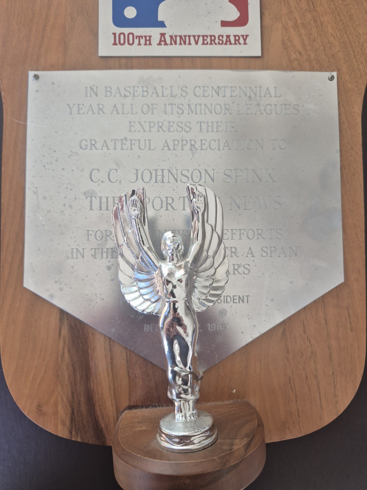 Charles C.C. Spink 100th Anniversary Minor League Baseball 1969 Award