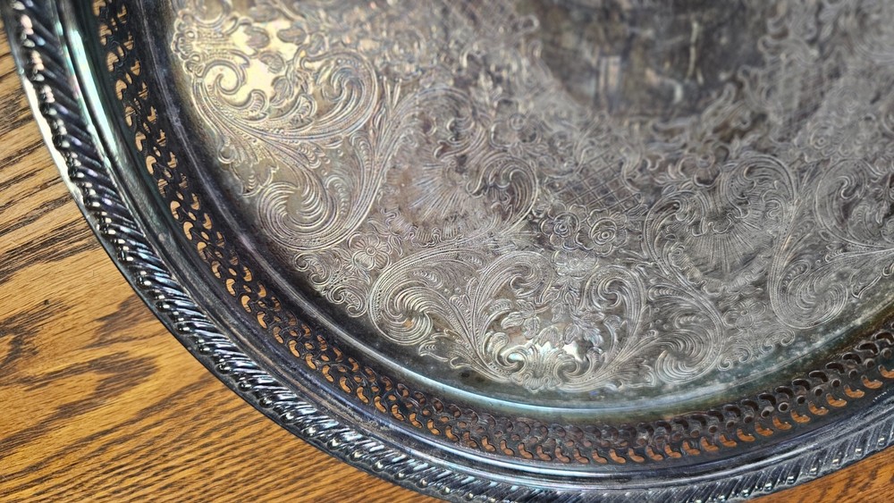 International Silver Co 12.25" silverplate serving tray equestrian trophy