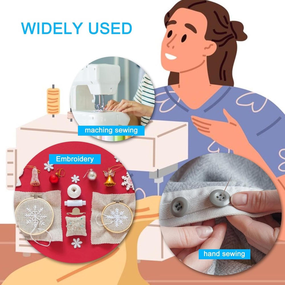 4 Spools Sewing Thread Polyester 1000yd White for Machine & Hand Use US