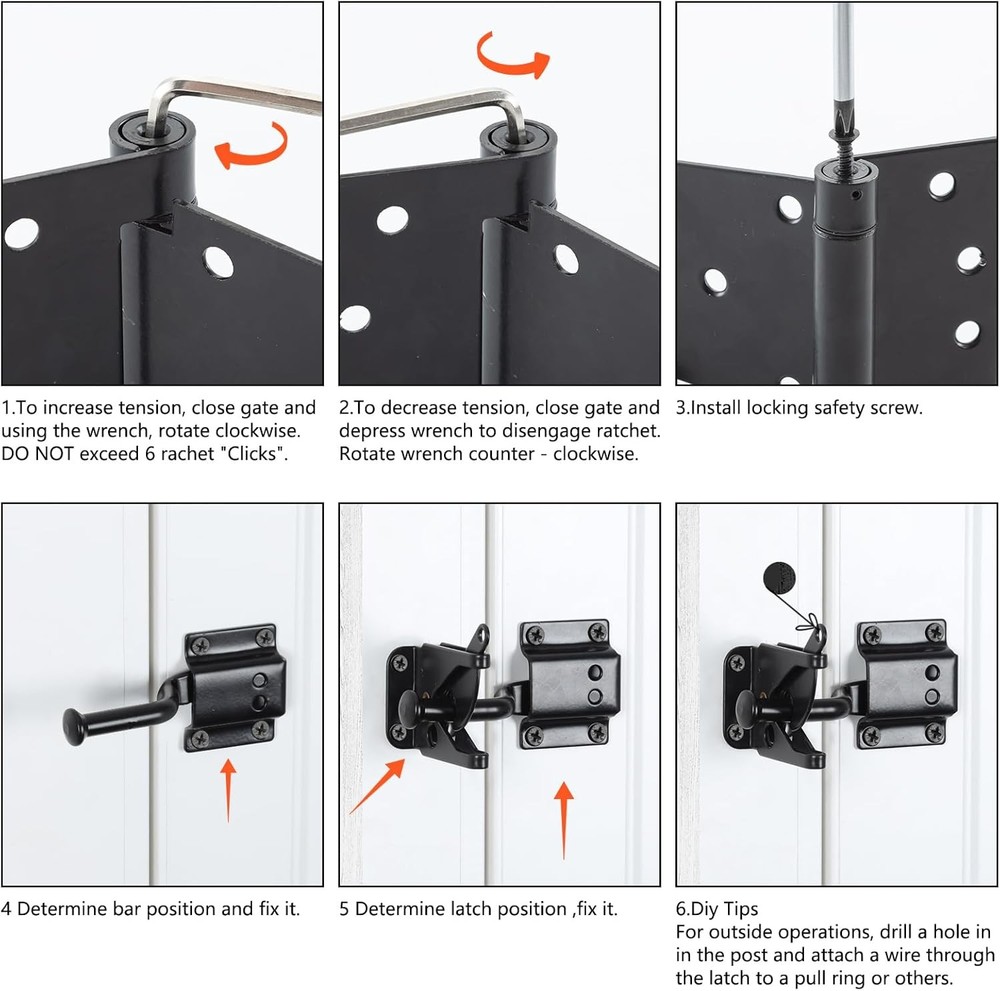 HOME MASTER HARDWARE Self-Closing Gate Kit Black - 3.5 in Spring Hinge+Latch