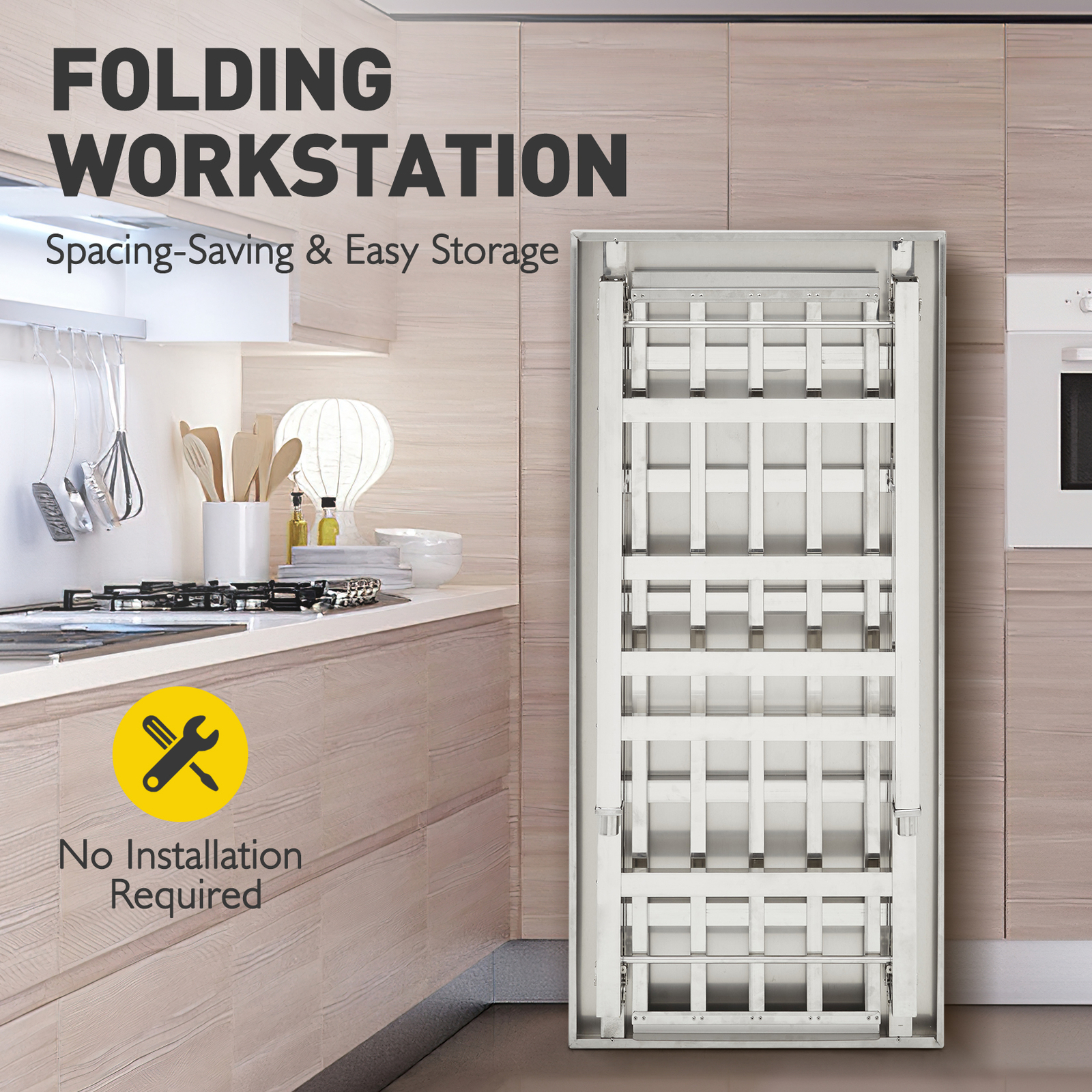 Stainless Steel Work Table 24"x60" Folding Commercial Prep Table with Undershelf