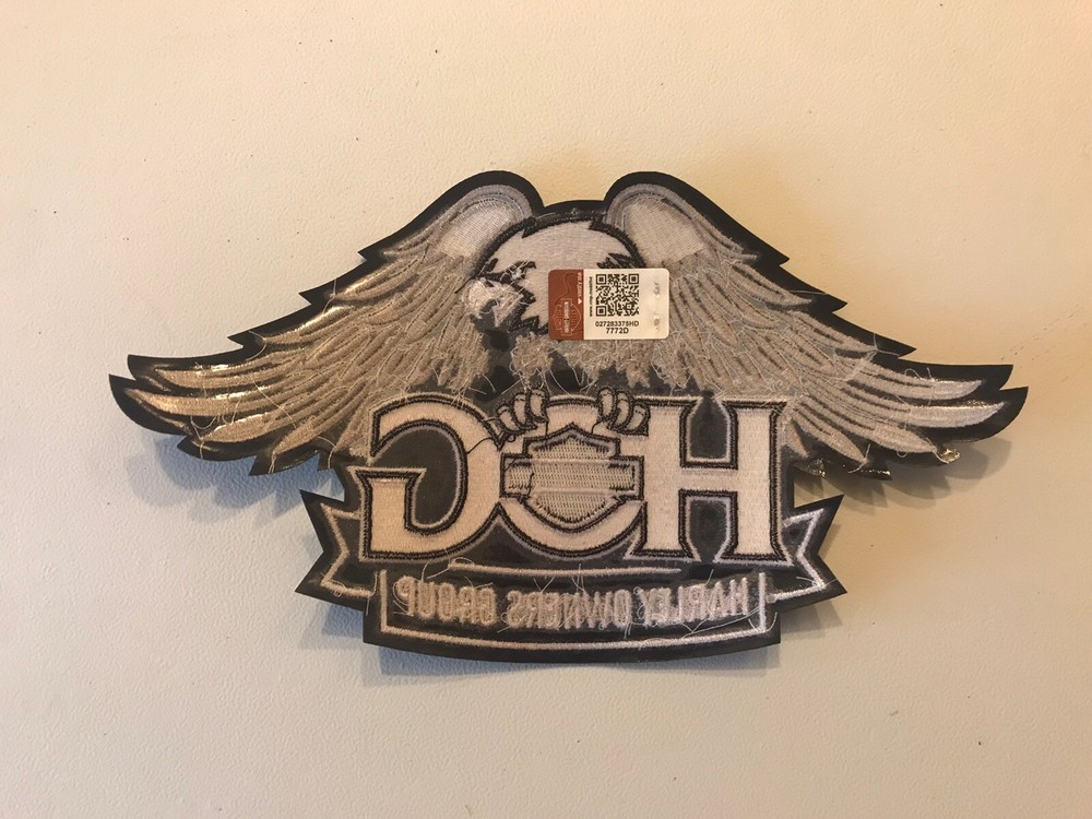 Large 10 3/4" Harley Davidson Owners Group Patch HOG Eagle Jacket White Wings
