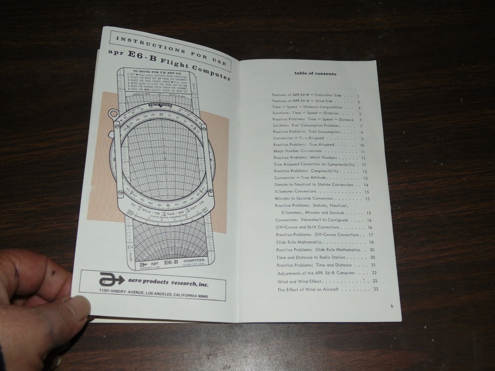 Aero Products E6-B Flight Computer Instruction Manual