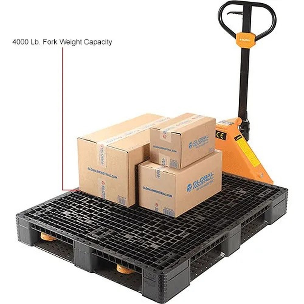 Rackable & Stackable Pallet, HDPE, 4-Way, 48"x40", 30000 Lb Stat Cap, Black