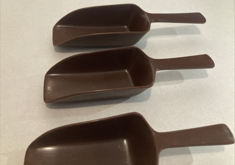 Nesting Small Plastic Canister Handled Scoops Brown Kitchen Helper VTG 1970's