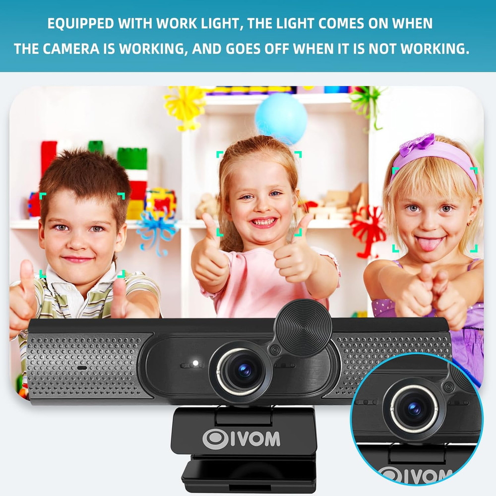 Webcam with Microphone and Speaker, 1080P Web Camera for Desktop Computer Laptop
