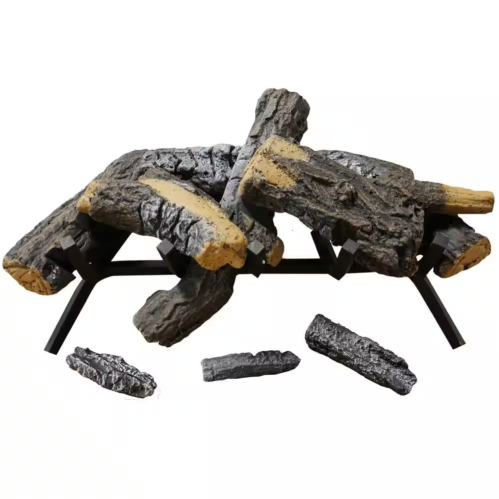 24 In. Decorative Realistic Fireplace Ceramic Wood Log Set