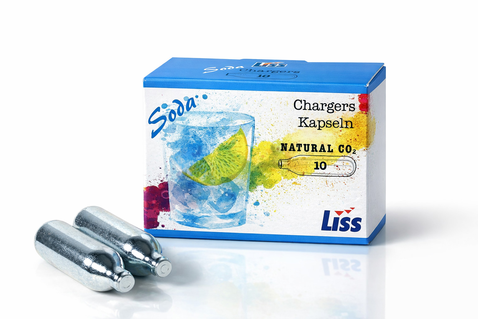 360 Liss soda chargers  8 gram CO2 case of 360 36 boxes of 10 fits Ukeg 64