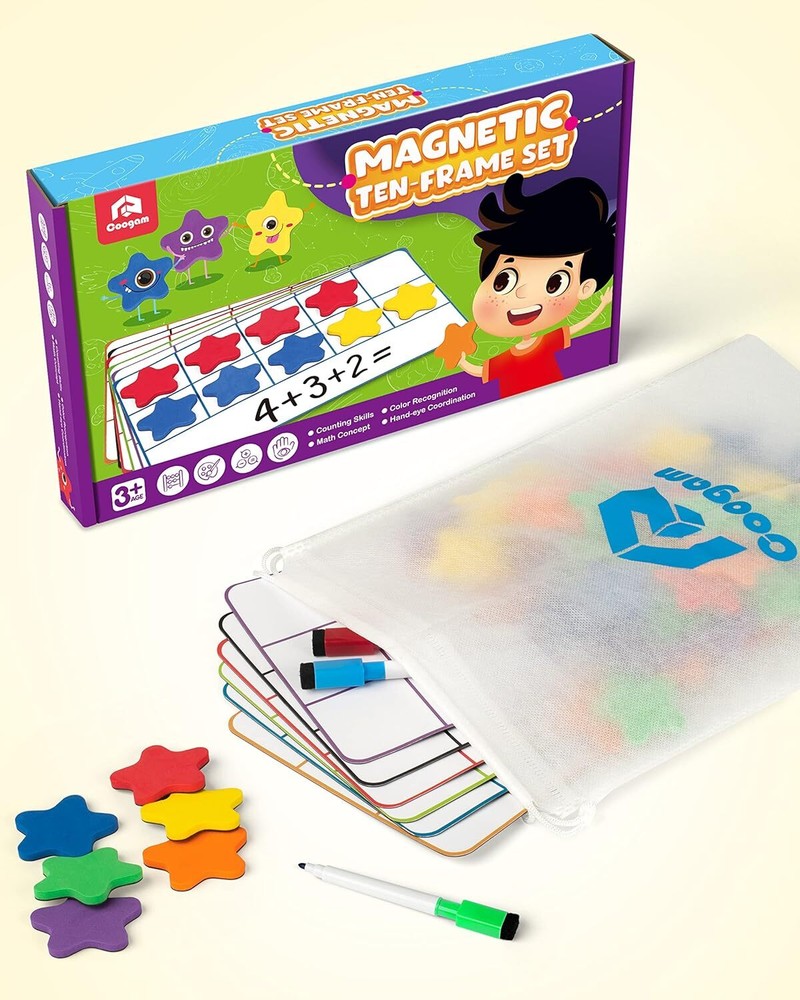 Magnetic Ten-Frame Set, Math Manipulative EVA Number Counting Games- Educational