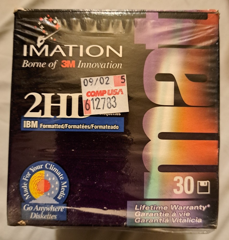 Vtg IMATION/IBM 2HD 1.44MB IBM Formatted 3.5" Diskettes 30ct