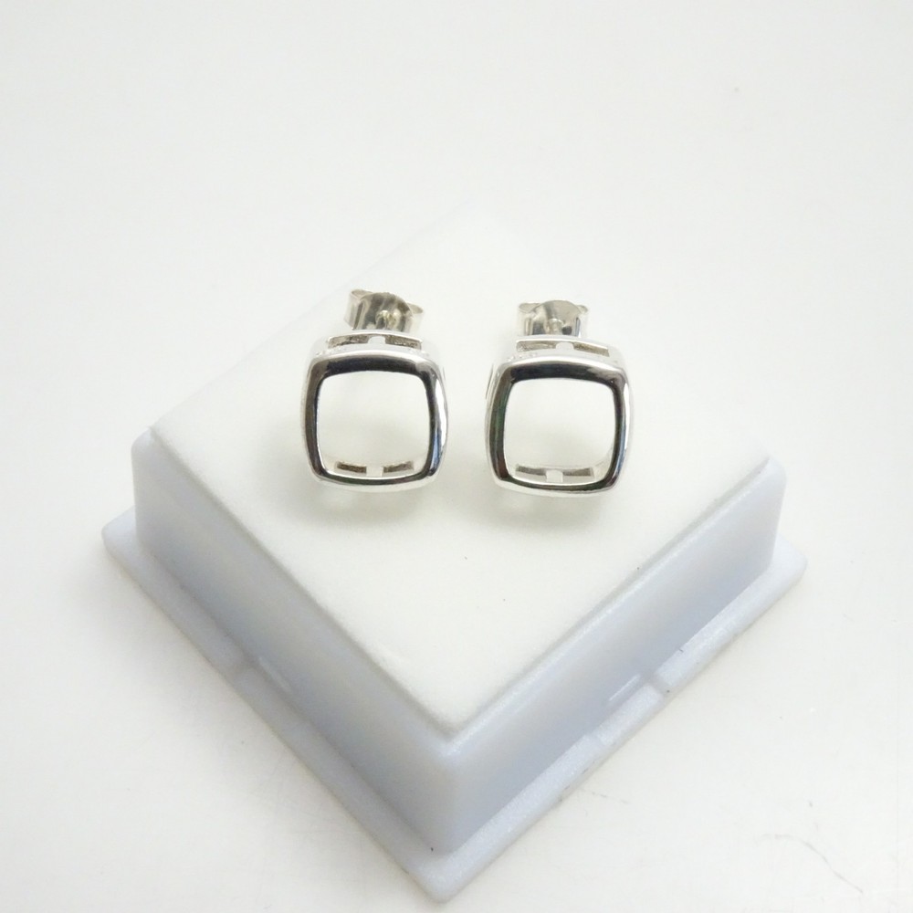 Sterling Silver - 8x8mm - Cushion Shape - Bezel Set - Earring Castings