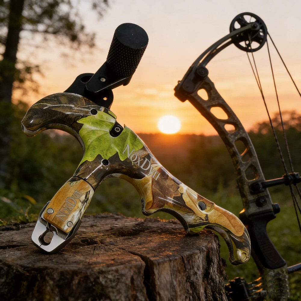 Camo Bow Release for Compound Bow, 4-Finger Archery Release 360° Rotatable Th...