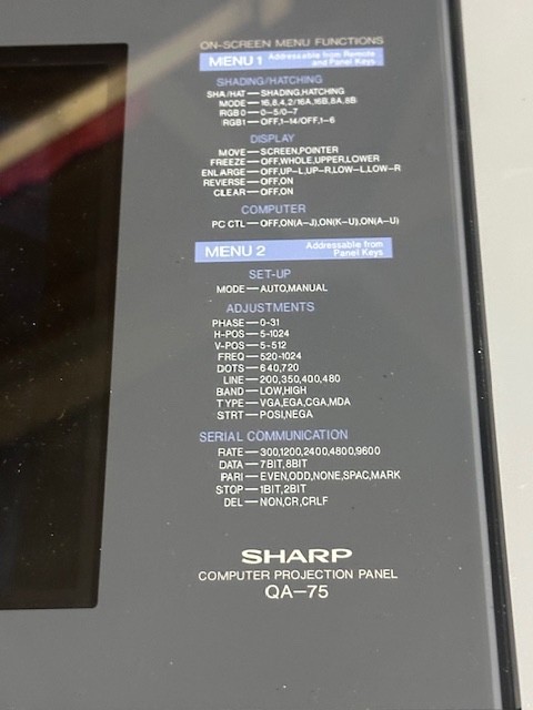 Sharp Computer Projection Panel QA-75 (Case, Remote, Cables, Manual)