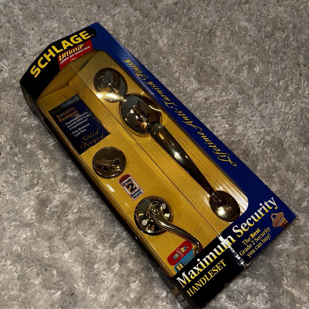 Schlage Solid Brass Handleset Dead Bolt Maximum Security Ultima Finish Grade 2