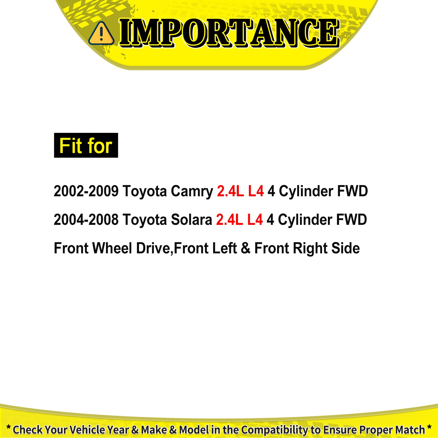 Front Pair CV Axle Shaft Assembly for 2002-2009 Toyota Solara Camry 2.4L L4 FWD