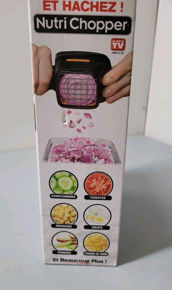 Nutri Chopper + Bonus Storage Container 4-way: Thin/Thick Slices, Wedges, Cubes