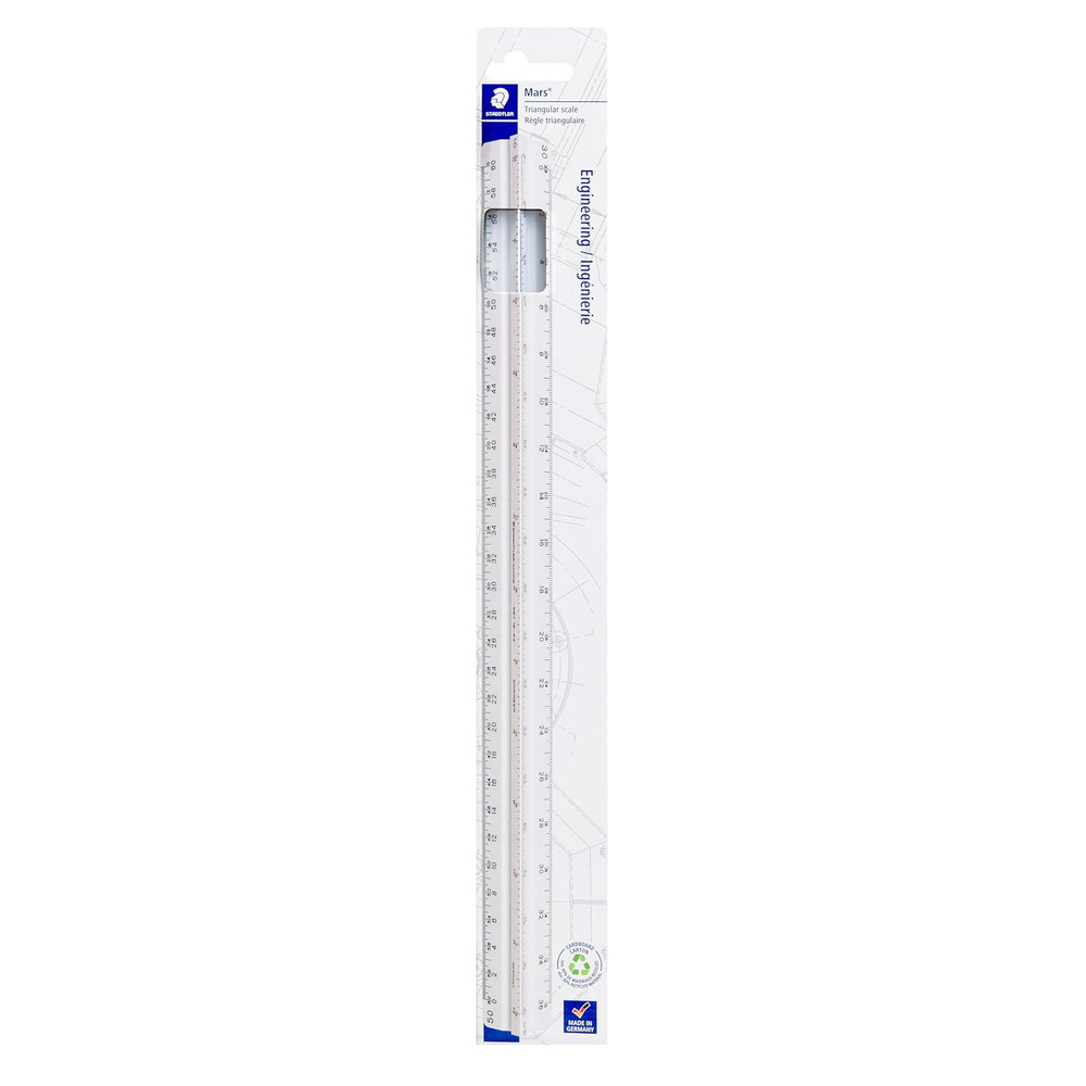 12In Engineer Scale Ruler - Triangular Engineering Ruler with 6 Scales(10-60 Par