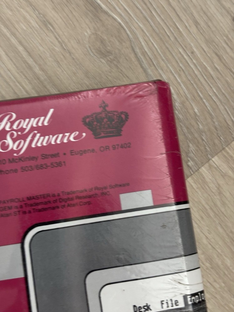 NEW 1987 Vintage Payroll Master Software for Atari ST Royal Software Sealed