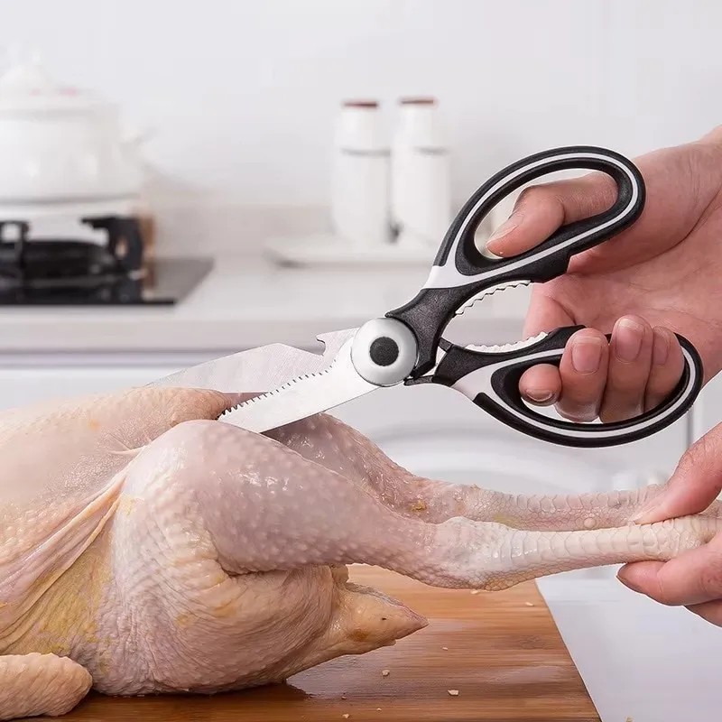 Multifunctional stainless kitchen scissors for fish, veggies, meat bones