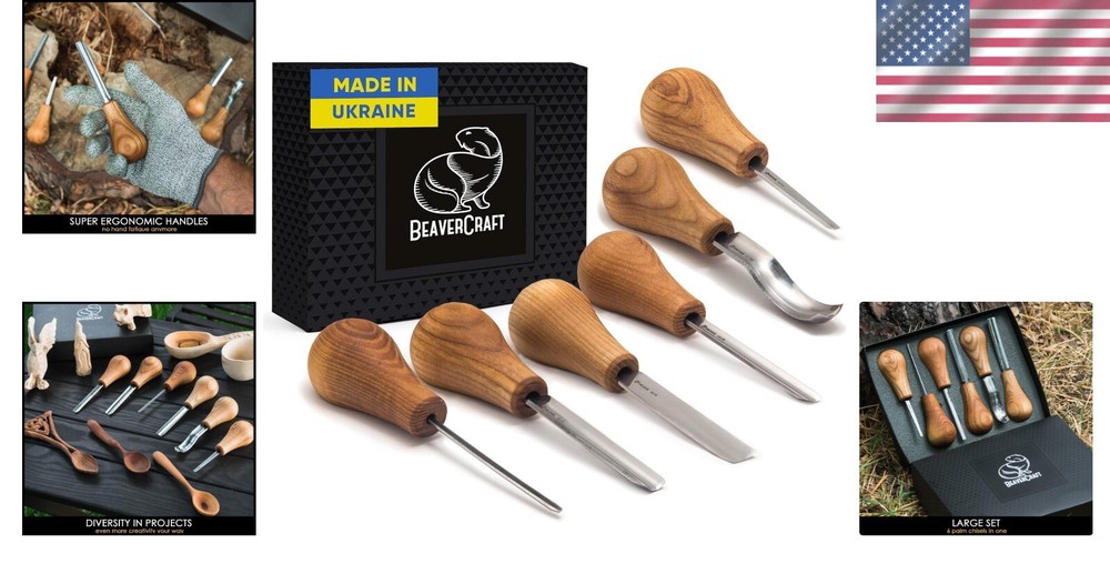 Complete Wood Carving Kit: Palm Gouges, Chisels & V-tools for Masterpieces=