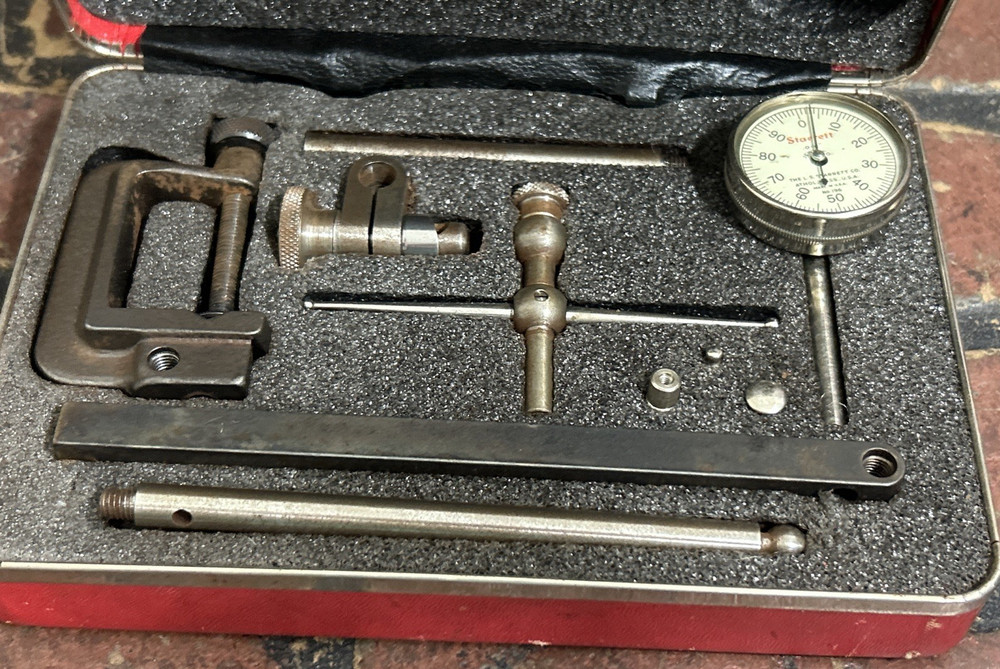 Vintage Starrett No.196 Dial Indicator with Case