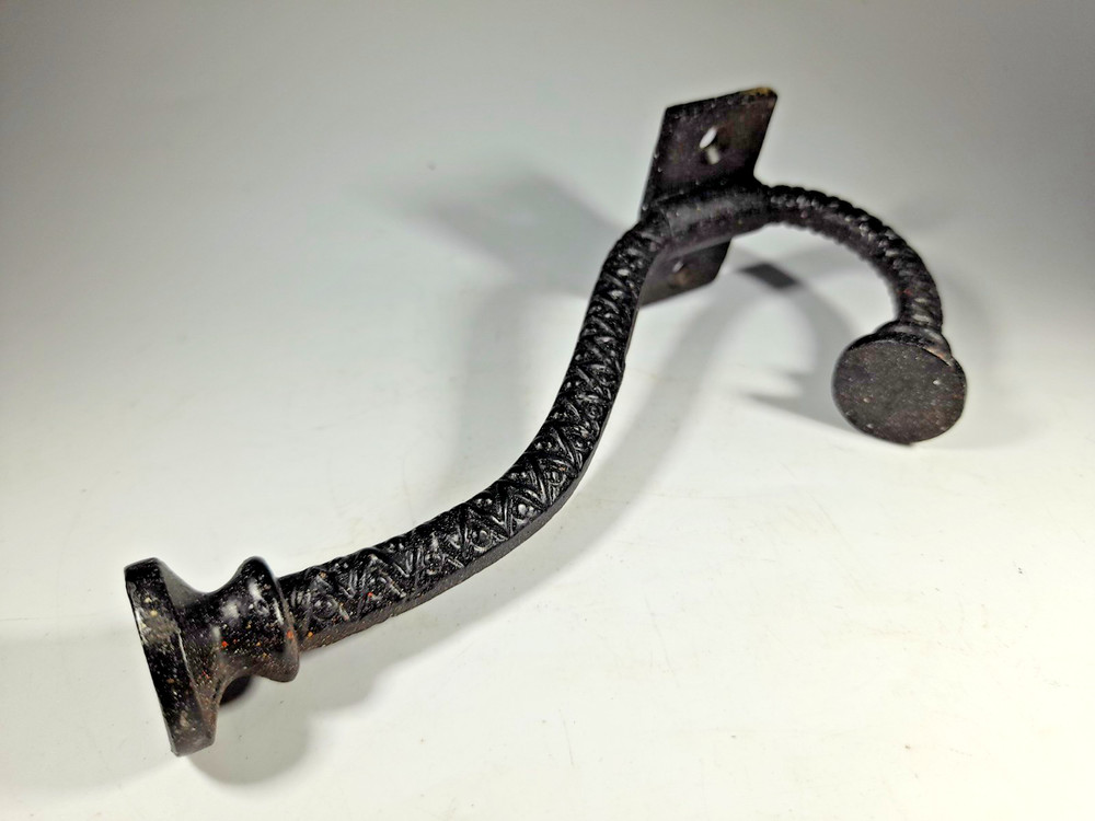 Antique Iron Coat Hook, Zig Zag & Dot Design, 16cm Height