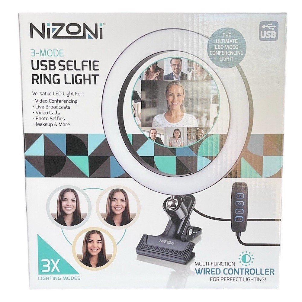USB Selfie Ring Light Nizoni 3-Mode Wired Controller 3X Lighting Modes NEW
