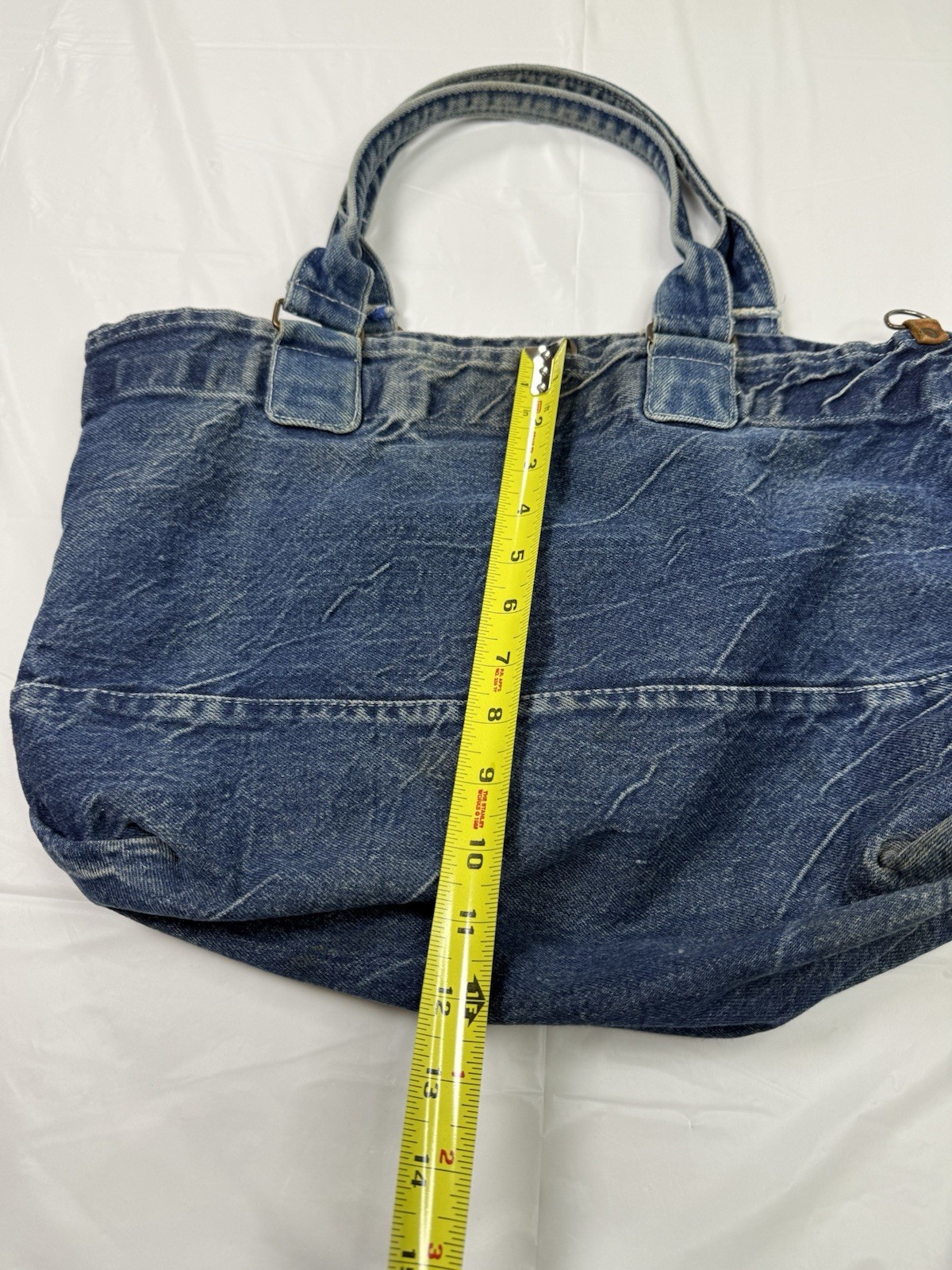 Vtg Mickey Mouse Denim Bag Purse Brown Leather Pouches 90s Disney Core Disneyana