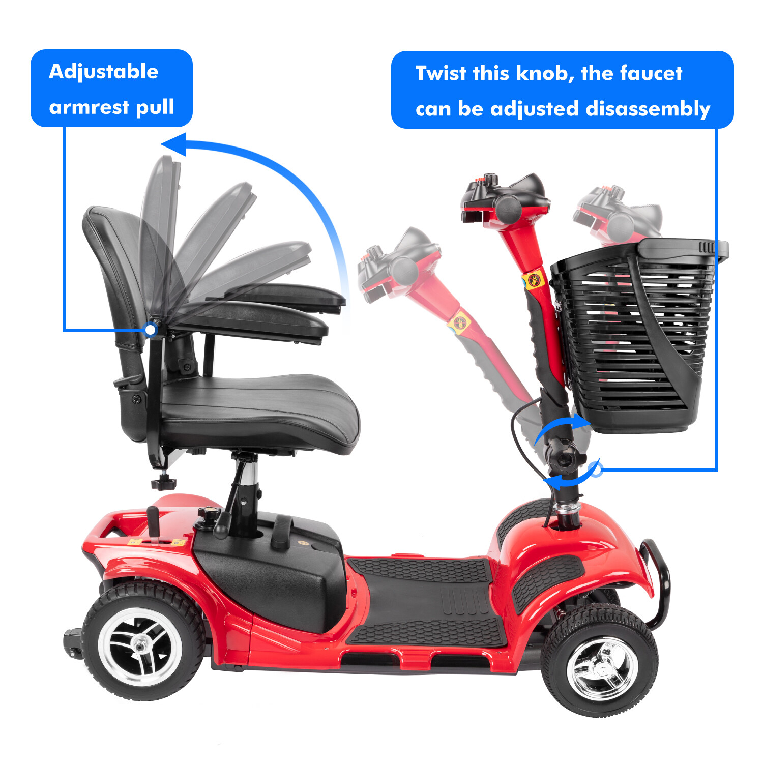 4 Wheels Mobility Scooter Power Wheel Chair Electric Device Compact for Travel