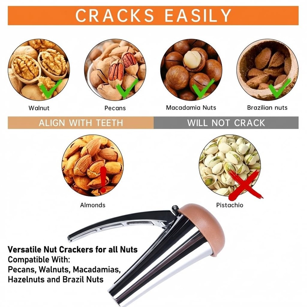 Nutcracker: Effortlessly Cracks Large to Medium Nuts, Heavy Brown Standard