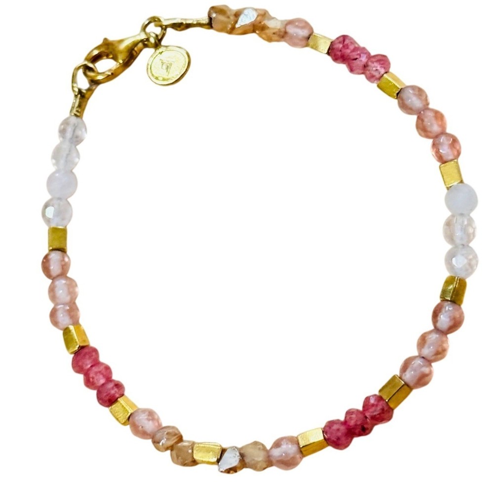 Silpada Collection Bracelet Signed Thin Stone beaded 925 sterling silver 7"