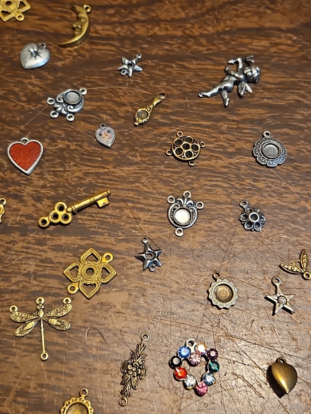 Lot Of 50 Mixed Parts Pcs France Vintage 60s Brass Stampings Findings Jewelry 20