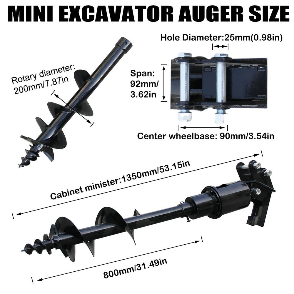 Mini Excavator 1Ton Pilot System Diggers B&S Engine with Attachments Auger Drill