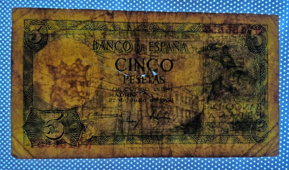 Spain 5 Pesetas 1954 Circulated Poor