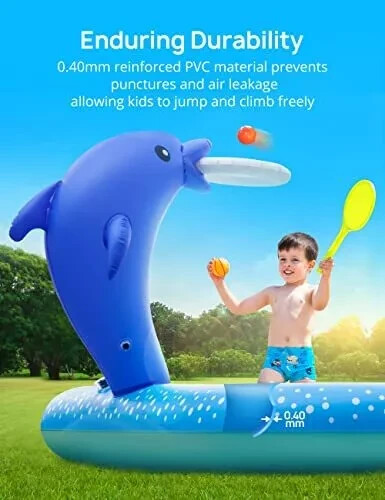 EVAJOY EJ-HF022 Inflatable Play Center Kiddie Pool with Slide & Sprinkler, New