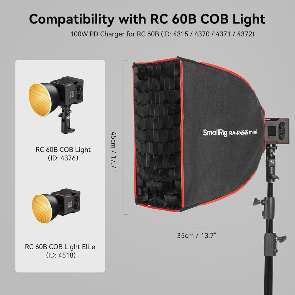 SmallRig 17.7" Rectangular mini Square Softbox with Carrying Bag for RC60B