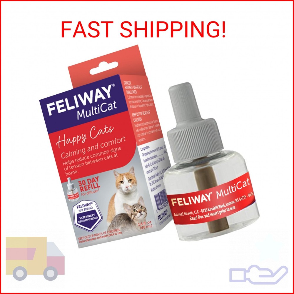 FELIWAY® MultiCat 30 Day Cat Calming Refill for Pheromone Diffuser, 48ml - 1x 30