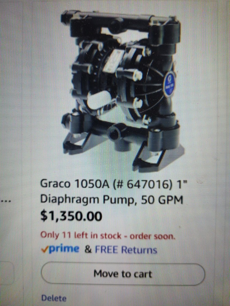 Graco 1050A Diaphram pump 50GPM