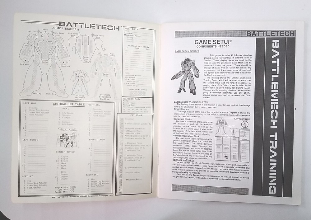 Battletech: A Game of Armored Combat, Basic Guidebook. 1985. VG