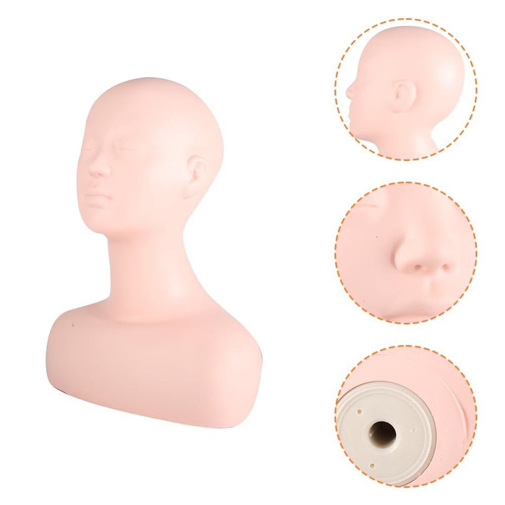 Multi Function Makeup Practice Model, Esthetics Soft Mannequin Head with Shoulde