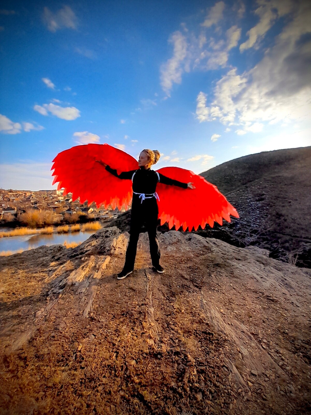 Red Angel Wings Costume Moveable Wings Red Adult Wings Cosplay Halloween Costume