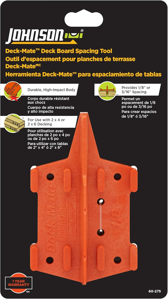 Level & Tool 60-275 Deck Mate, Deck Board Spacing Tool, Orange, 1 Level*