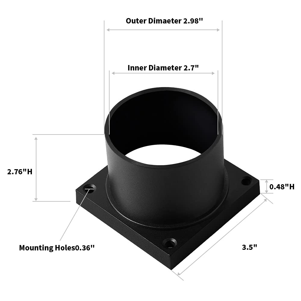 Windben Pier Mount Adapter,Post Light Base for 3" Post Black
