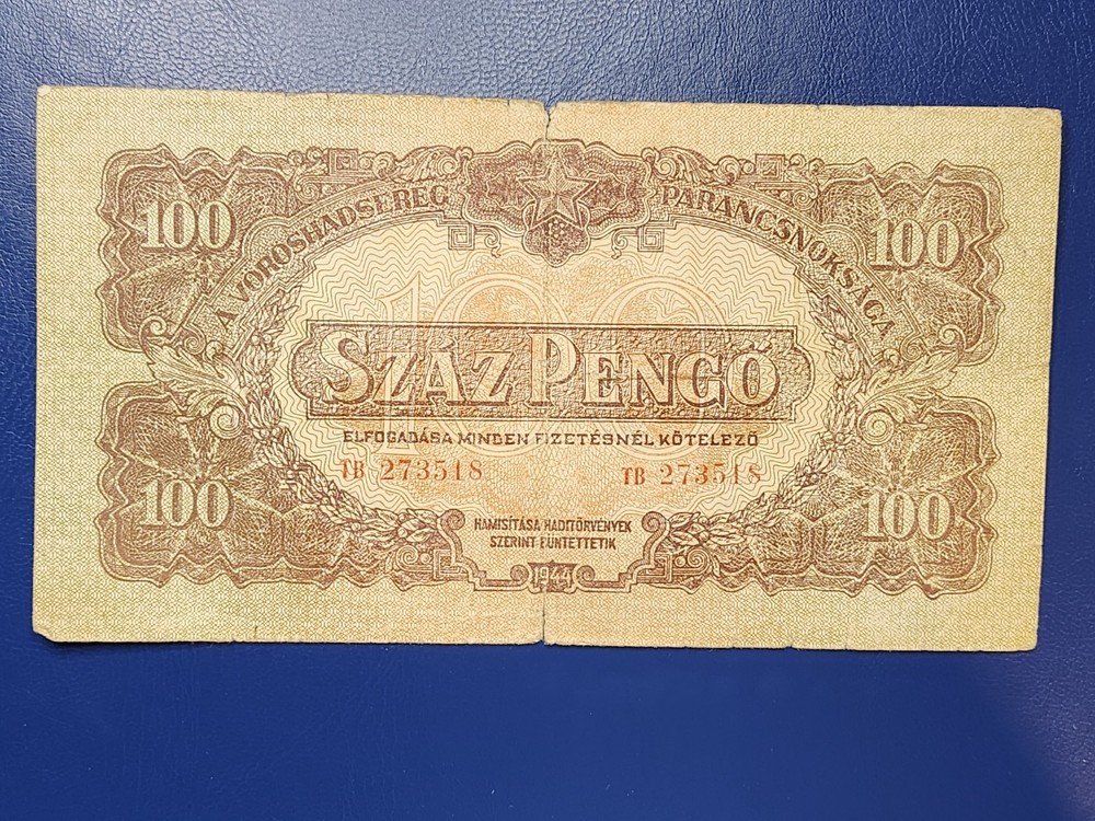 HUNGARY - 100 PENGO 1944 - BANKNOTES - SOVIET OCCUPATION