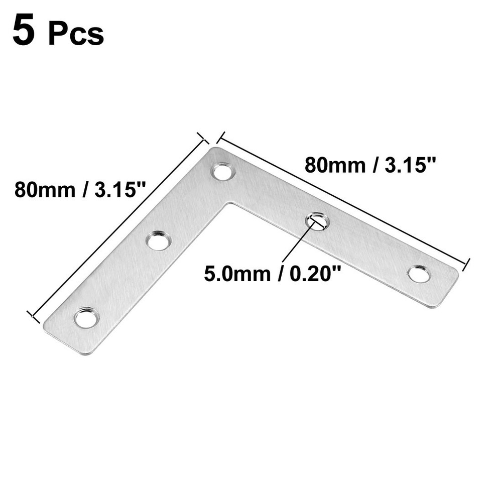 Flat plate shape L 80mmx80mm angle bracket angle brackets repair 5pcs.